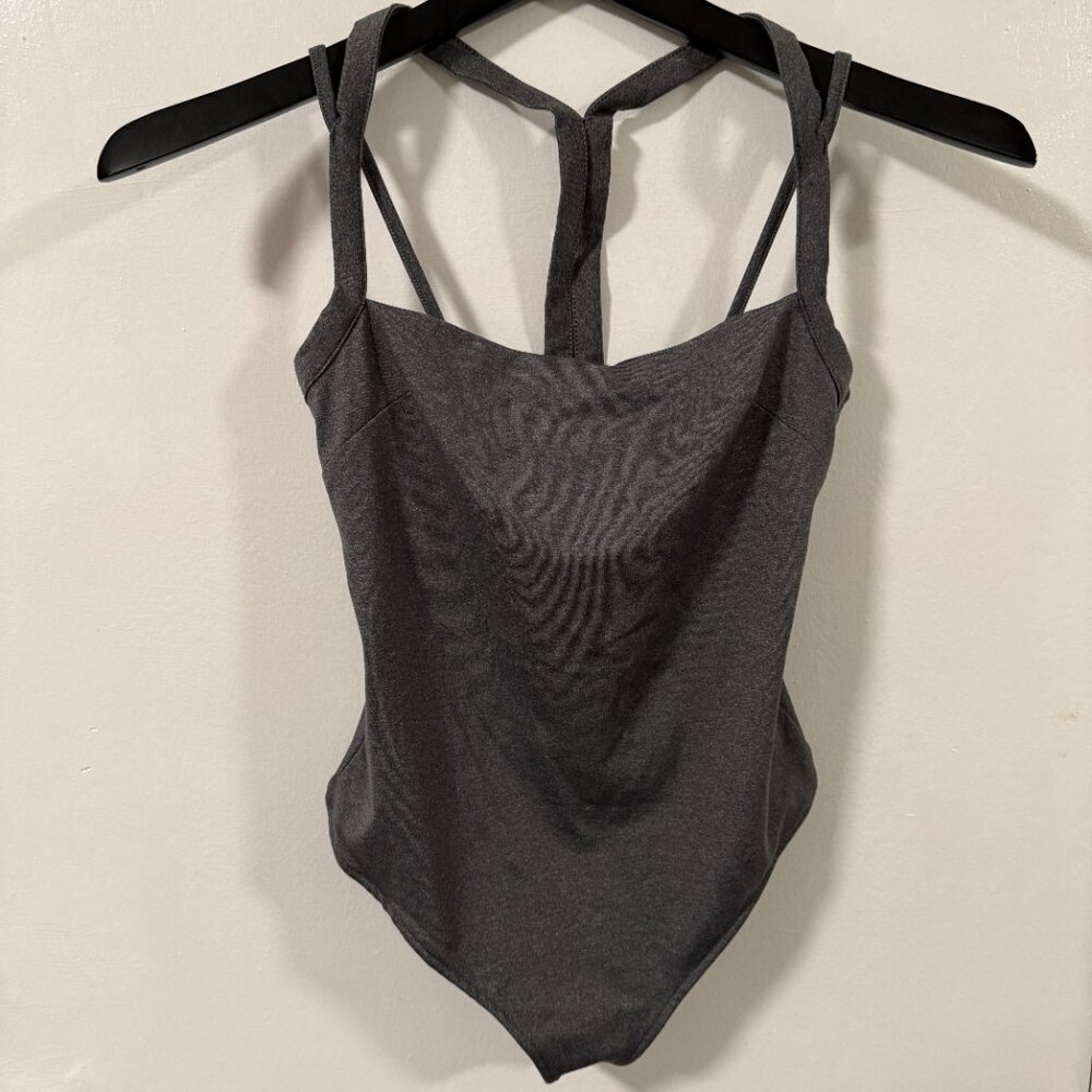 Free People Intimately Dark Gray Heather Strappy Tank Top Full Body Suit Size S